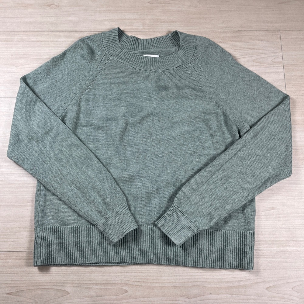 Daily Ritual Womens Large Sage Green 100% Cotton Raglan Crewneck Sweater